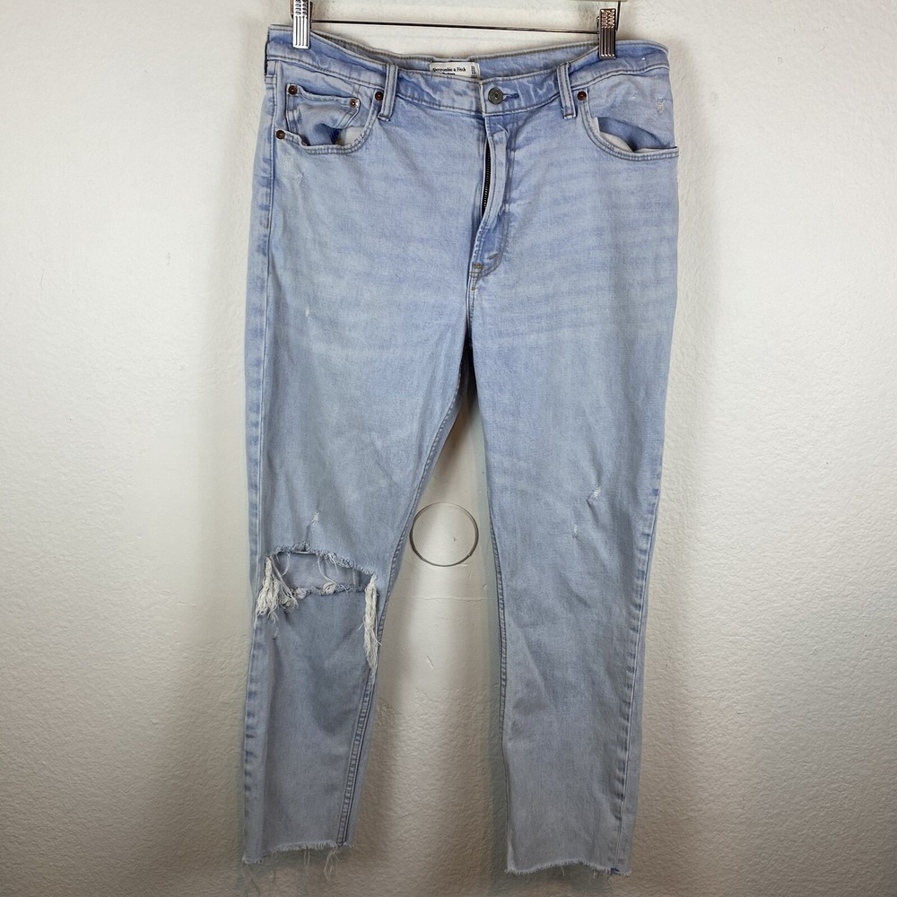 Abercrombie & Fitch Women's 31 12R Jeans The Skinny High Rise Distressed Light‎